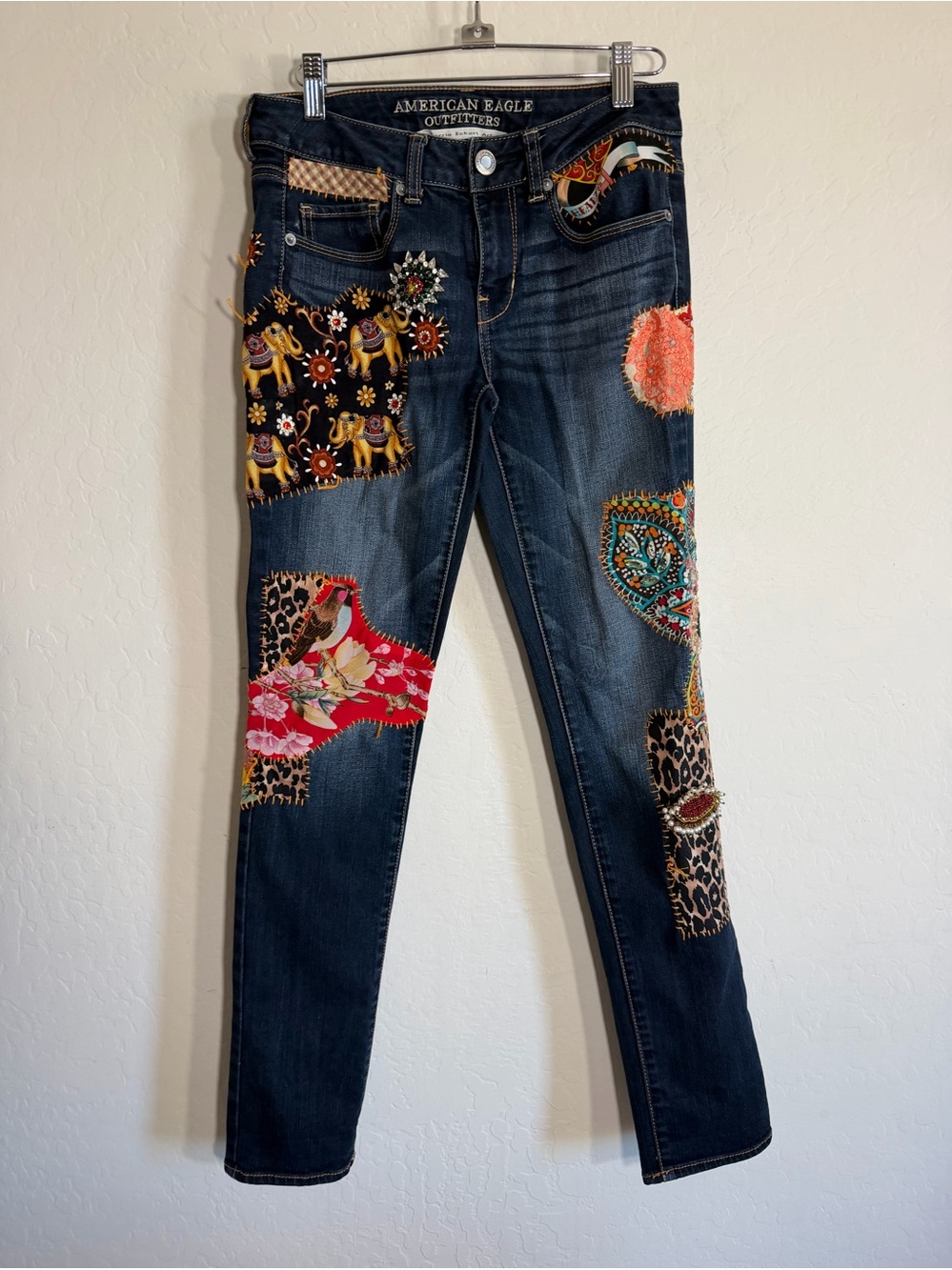 Carrie Eckert Art AE Skinny Jeans One Of A Kind Upcycled Boho Patchwork Jeans 4
